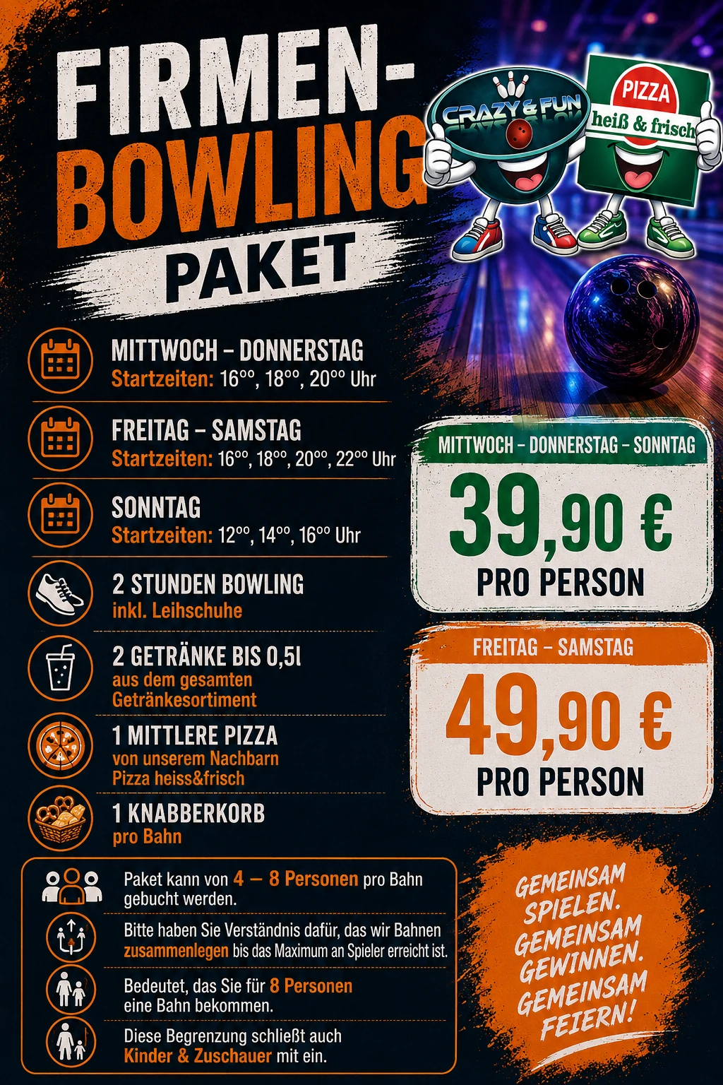 Firmen-Bowling-Paket bei Crazy & Fun